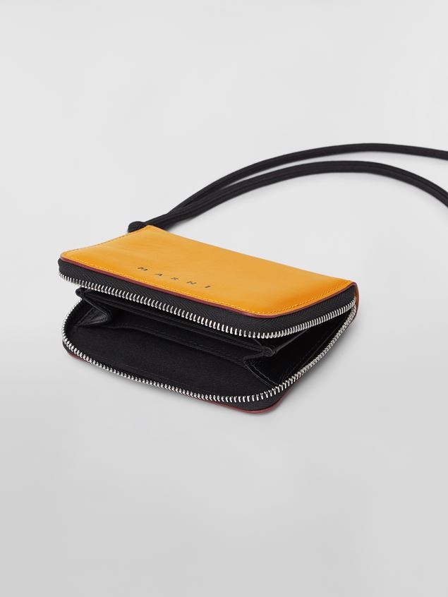 BI-COLOURED YELLOW AND BLACK CALFSKIN MUSEO WALLET WITH SHOULDER STRAP - 5