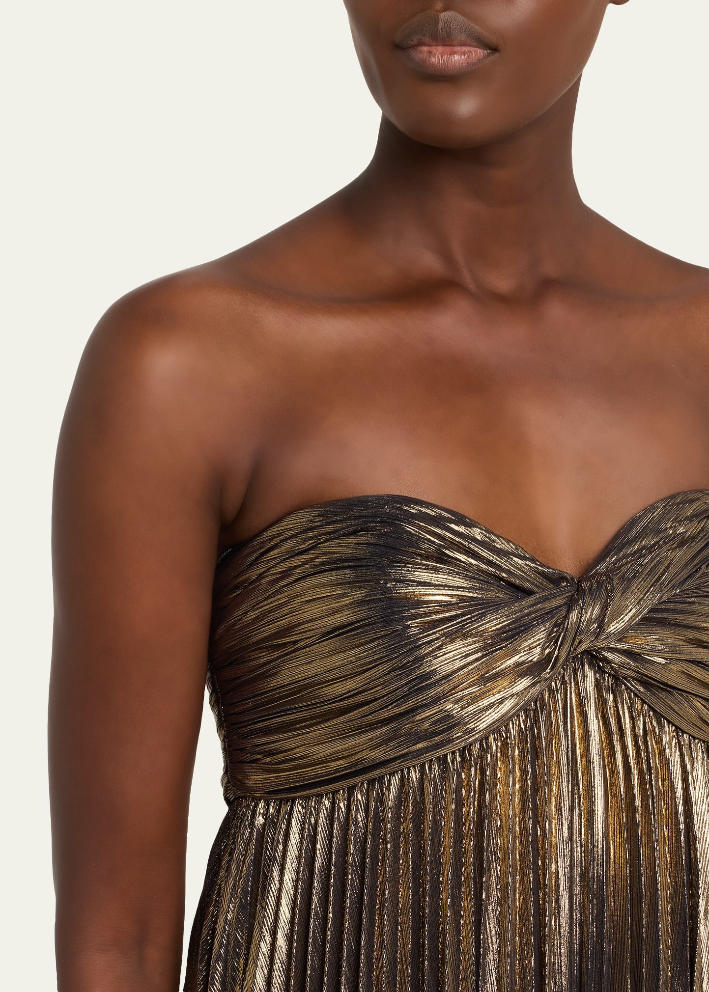 Zoa Strapless Lamé Twisted-Bodice Gown - 5