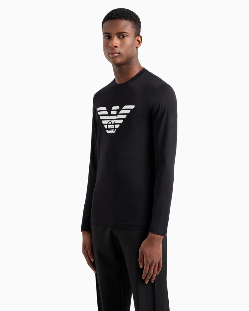 EMPORIO ARMANI Pima-jersey jumper with printed logo outlook