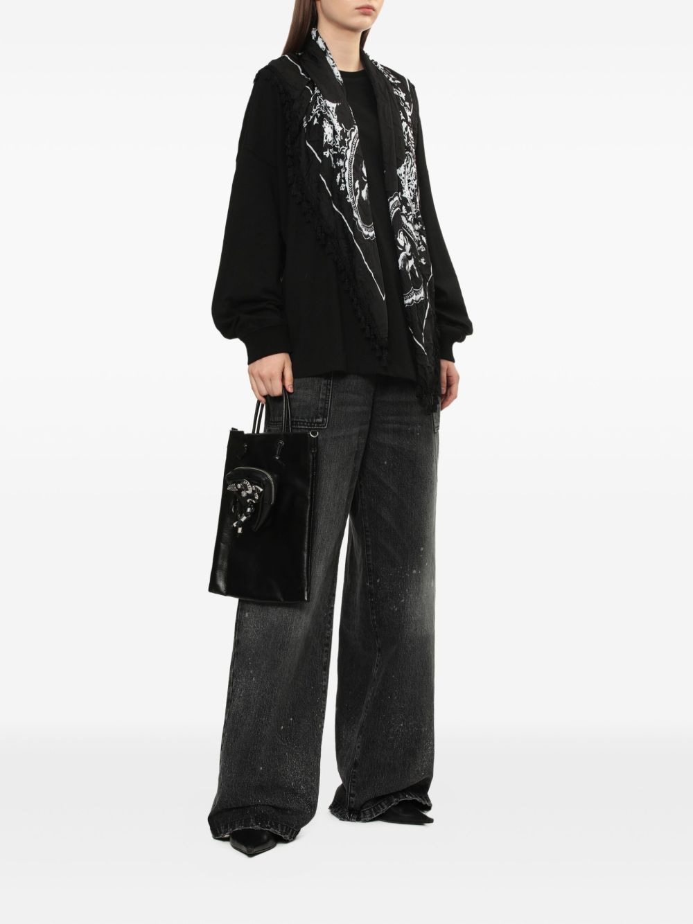 print-panel cotton sweatshirt - 2