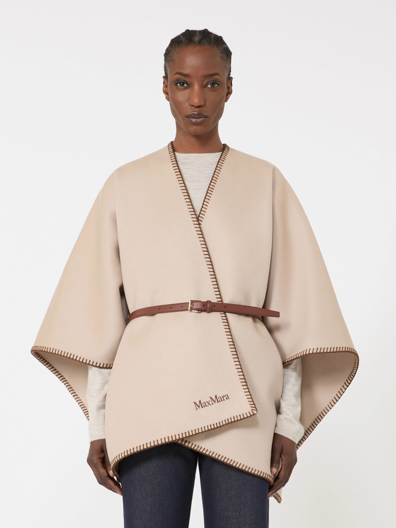 Max Mara Wool and cashmere cape with belt - SAND outlook