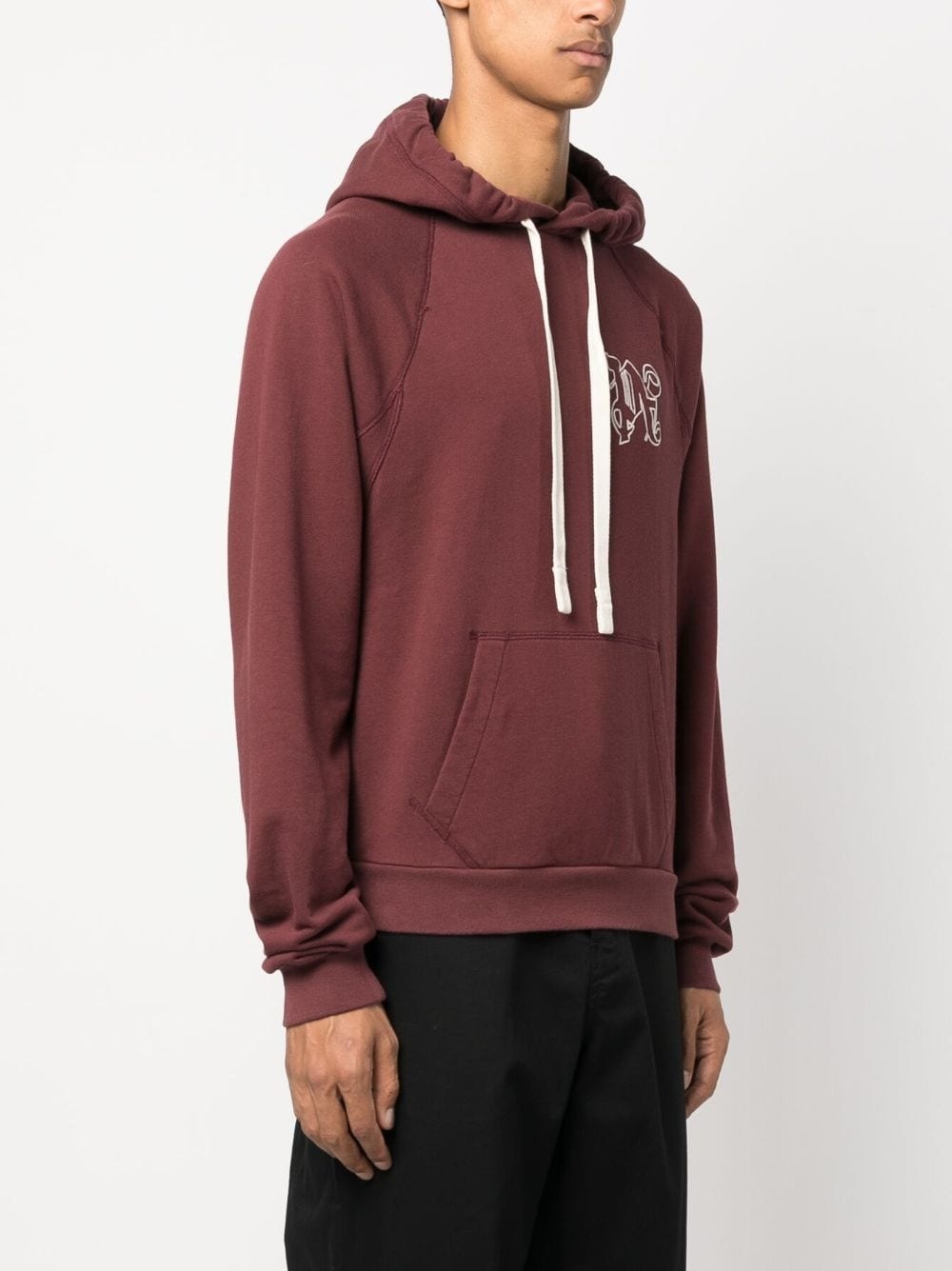 monogram-embroidered cotton hoodie - 3