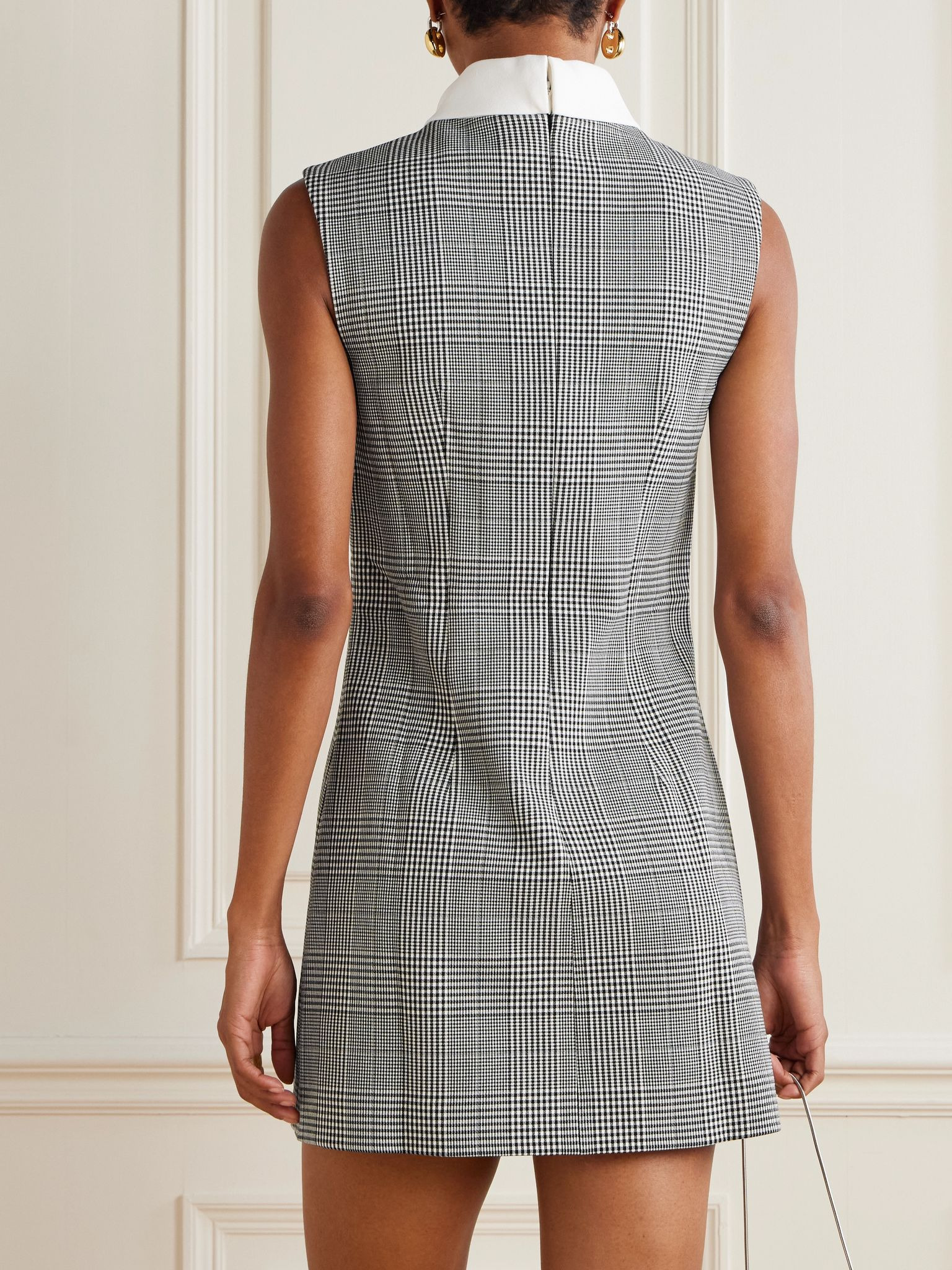 Prince of Wales checked tweed mini dress Black - 3