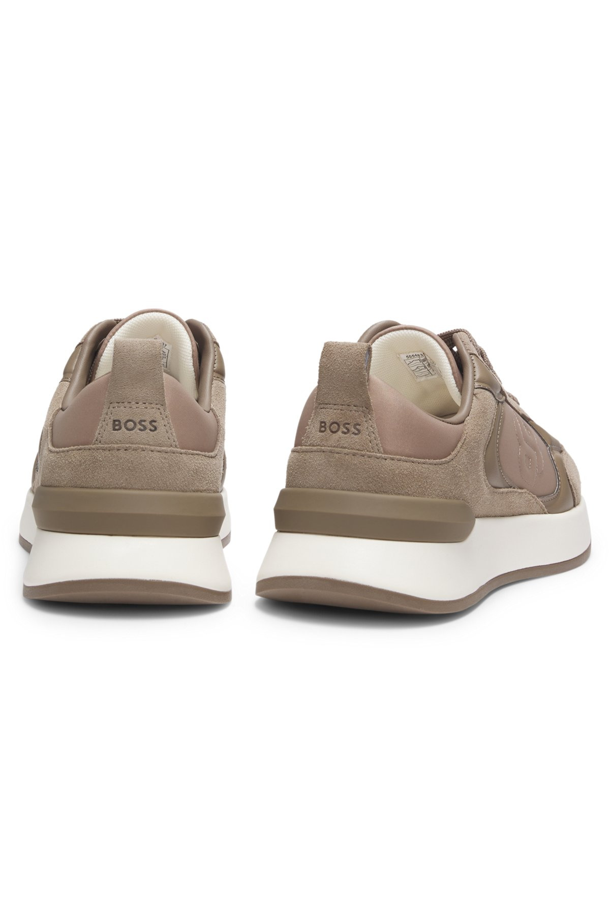 SUEDE-TRIM TRAINERS WITH DOUBLE B MONOGRAM - 4