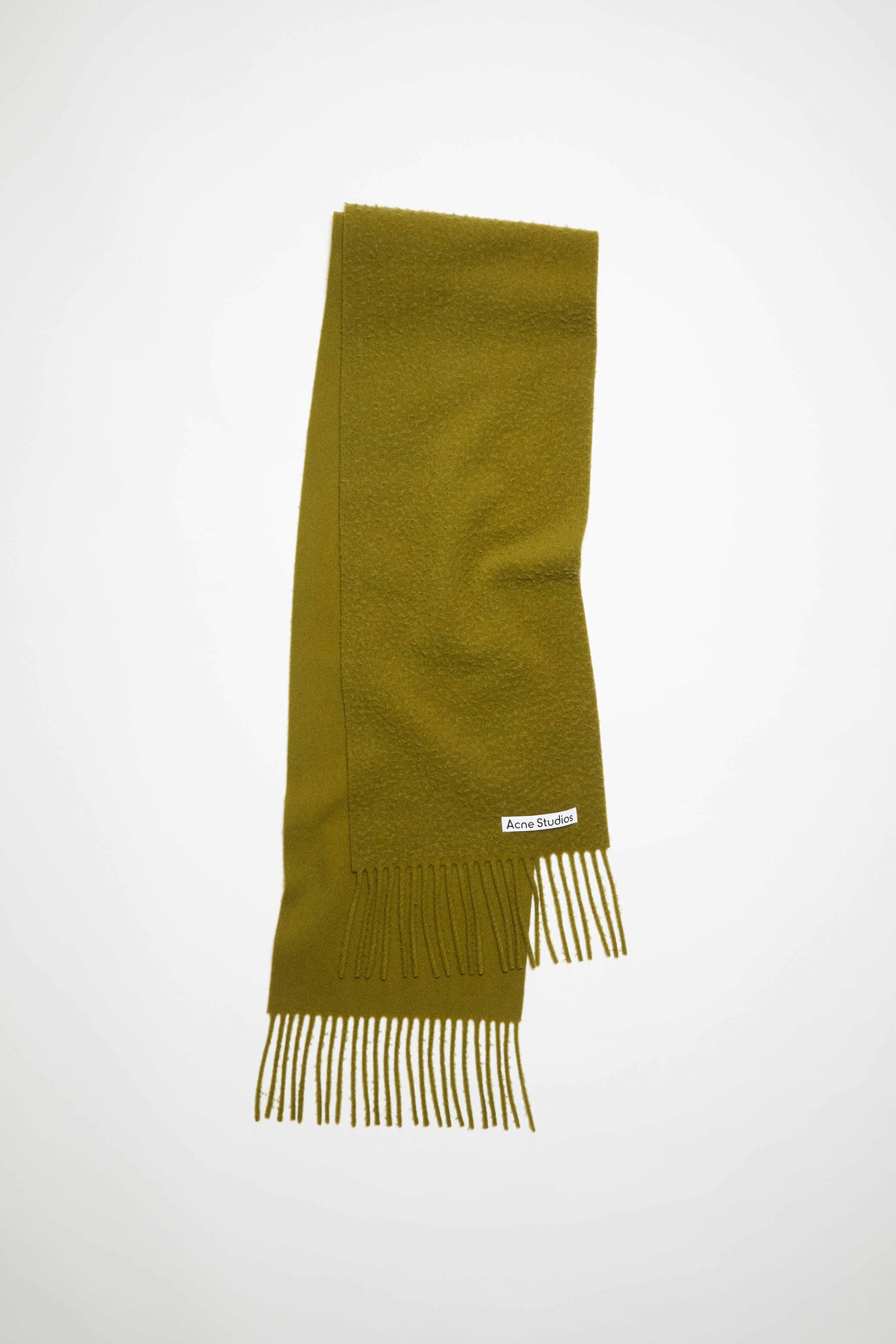 Wool fringe scarf - Olive green - 1
