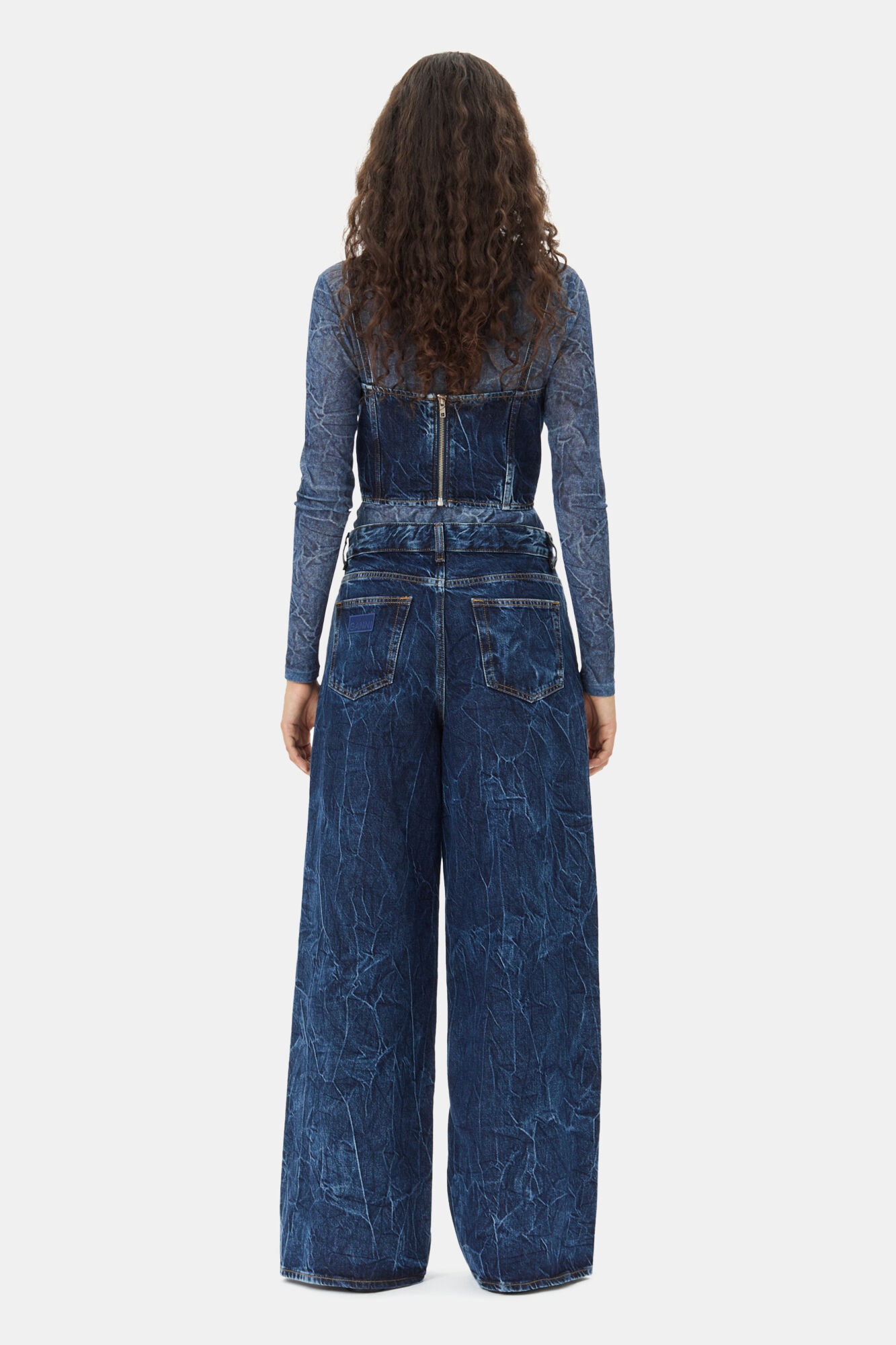BLUE CRINKLED FUTURE DENIM STRAP TOP - 5