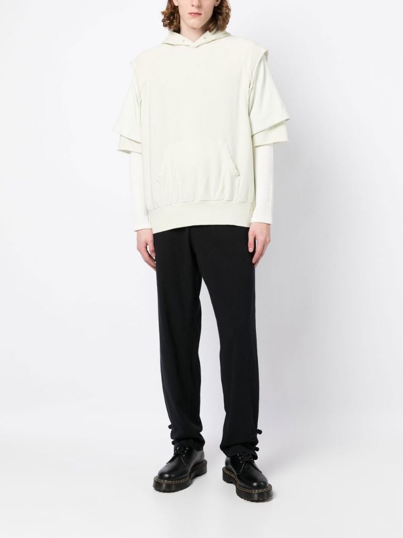 layered-sleeve cotton hoodie - 2