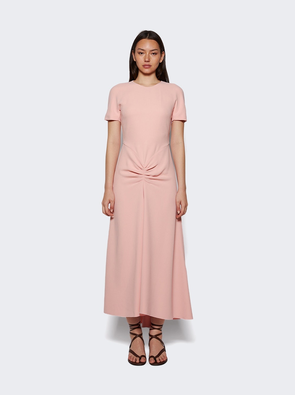 Gathered Detail T-shirt Midi Dress Antique Pink - 2