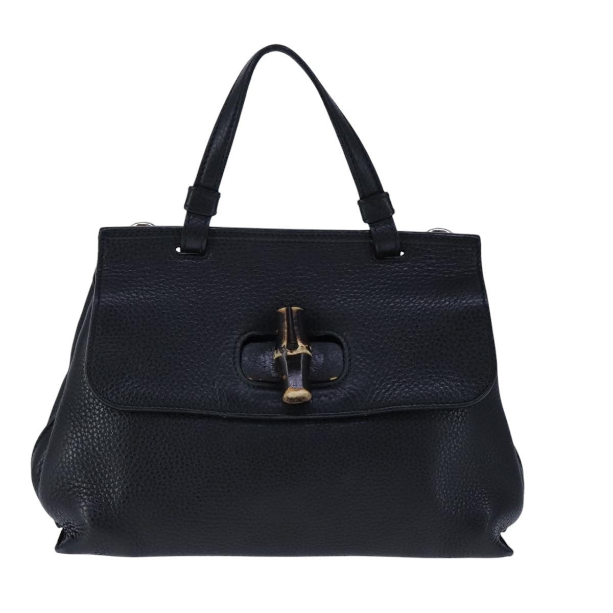 GUCCI Bamboo Daily Hand Bag Leather Black - 2