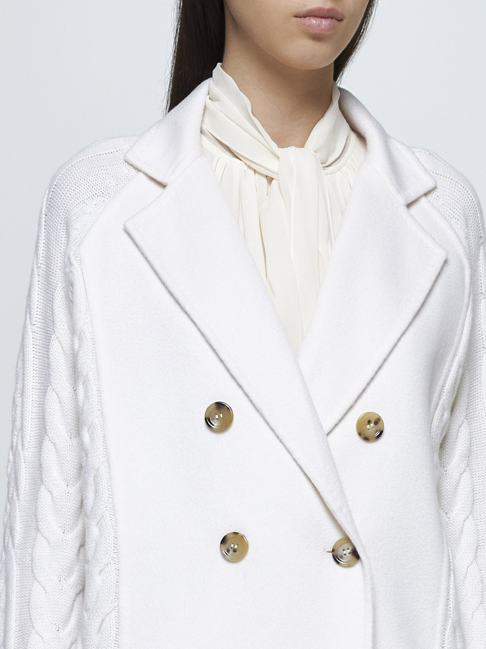 【関税＆送料込み】Max Mara Micio Wool And Cashmere Pea Coa Max Mara Micio cable-knit Cardigan | Neutrals | FARFETCH