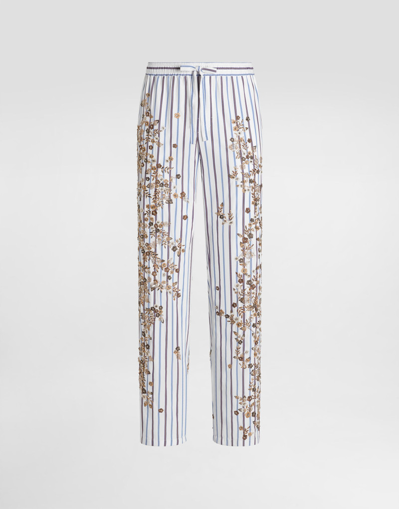 Cotton-silk vanity trousers with embroidery 1
