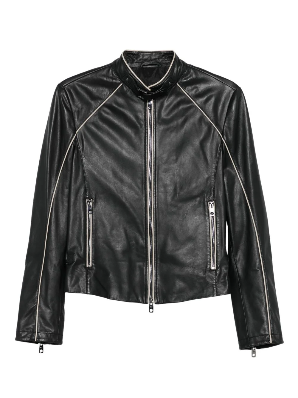 leather zip-front jacket - 1