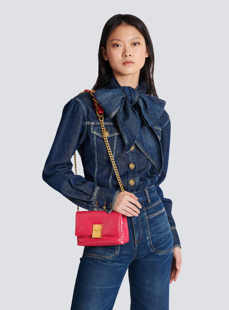 Balmain 1945 Soft mini patent leather bag outlook