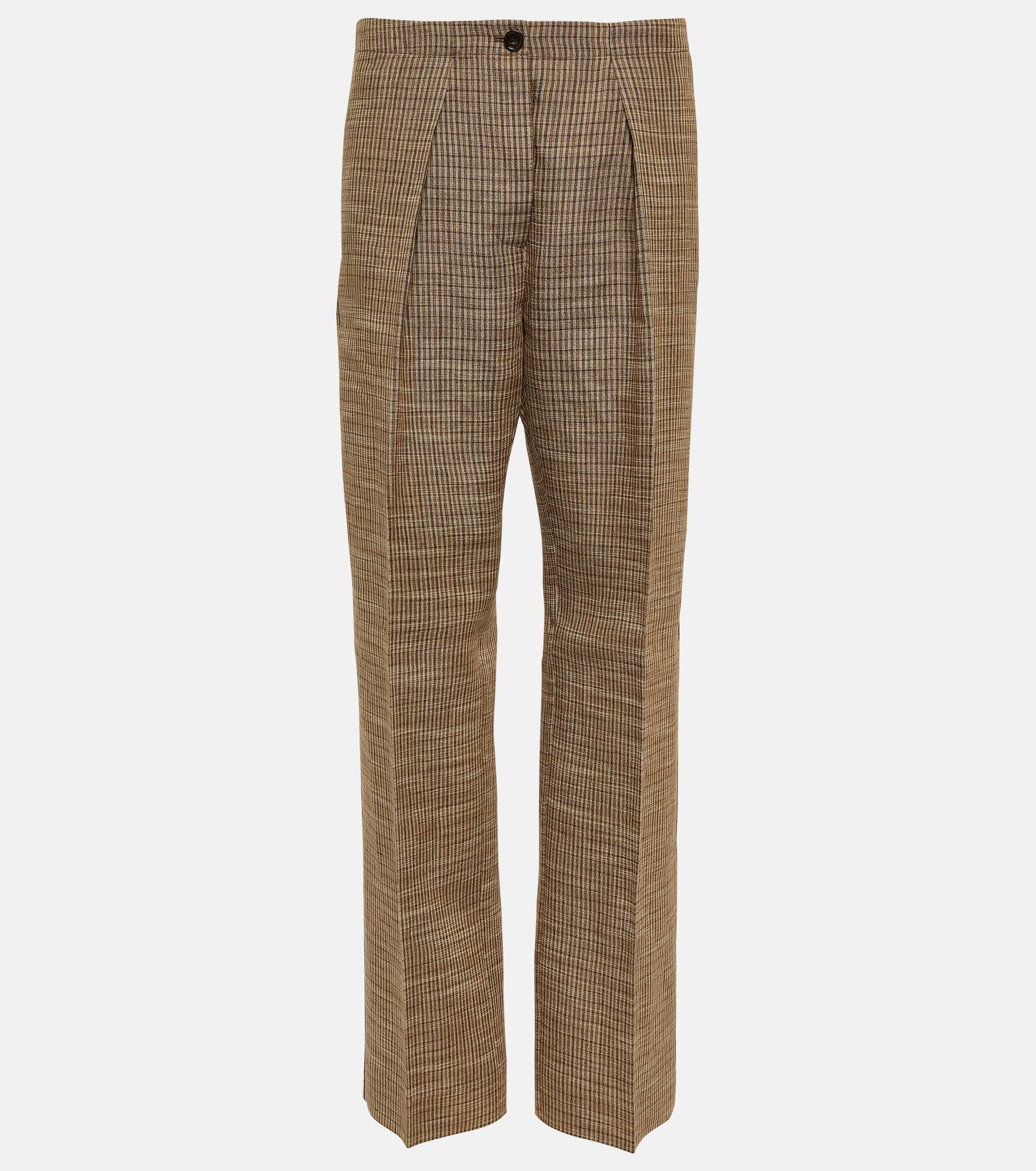 High-rise linen blend wide-leg pants - 1