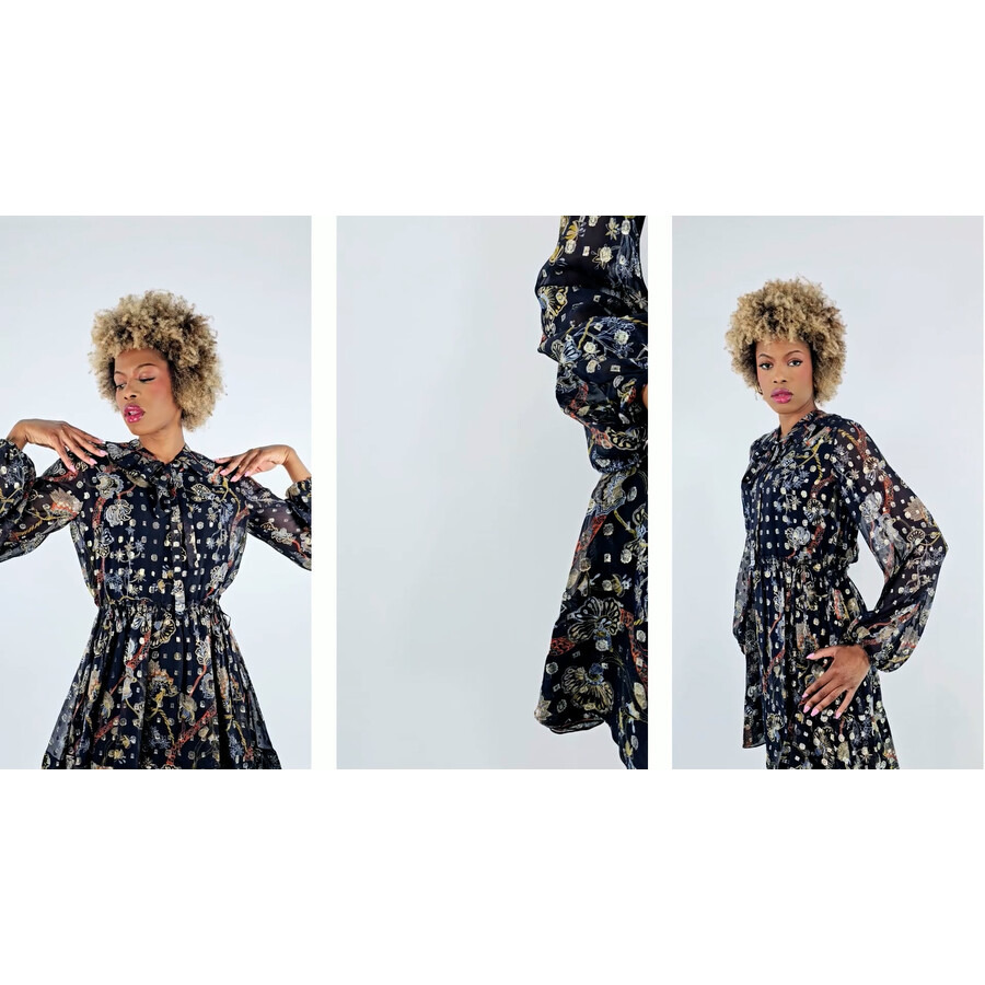 Chloe Blue Floral Silk Georgette Dress - 3
