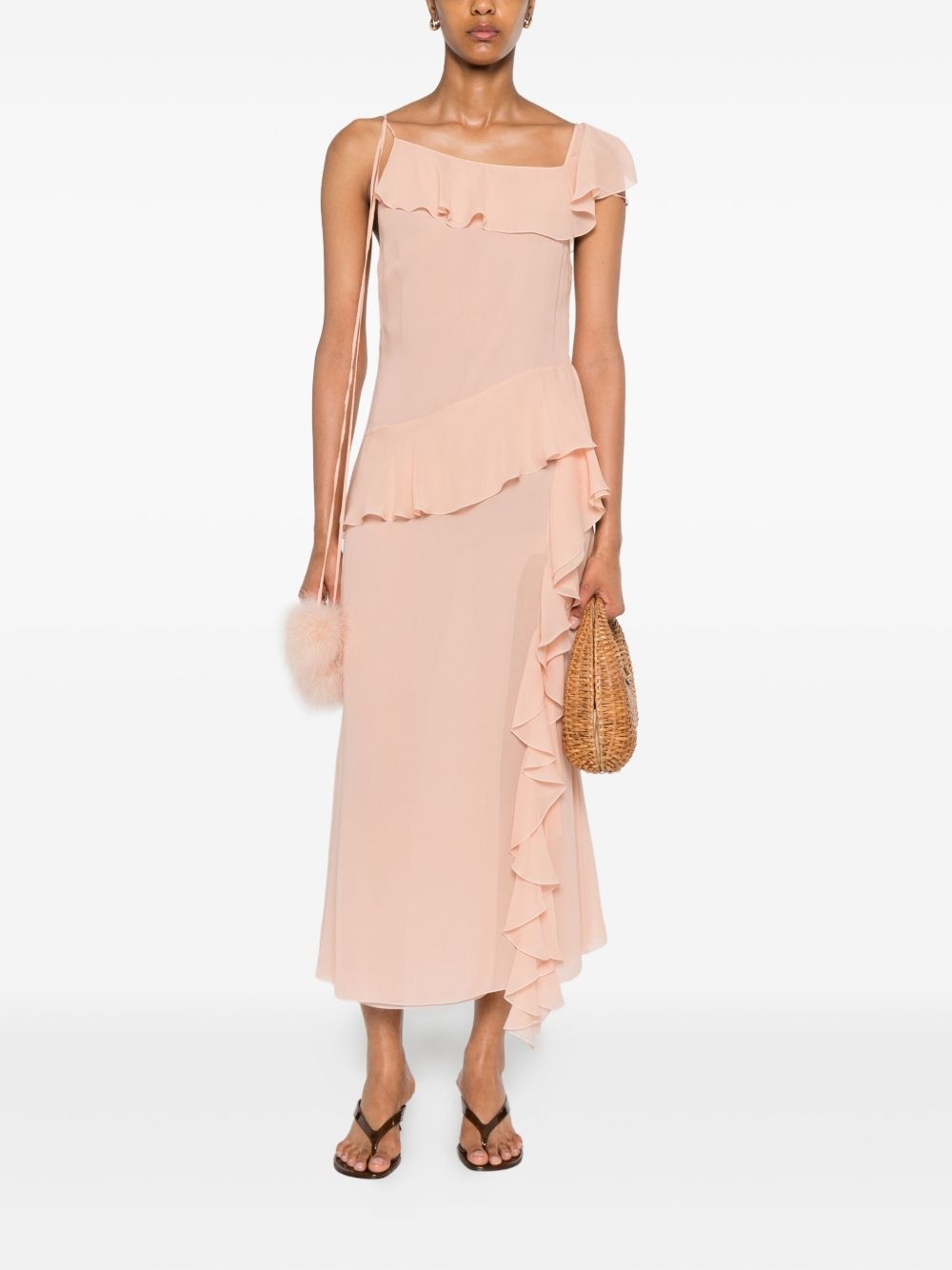 ruffled-trim silk maxi dress - 2
