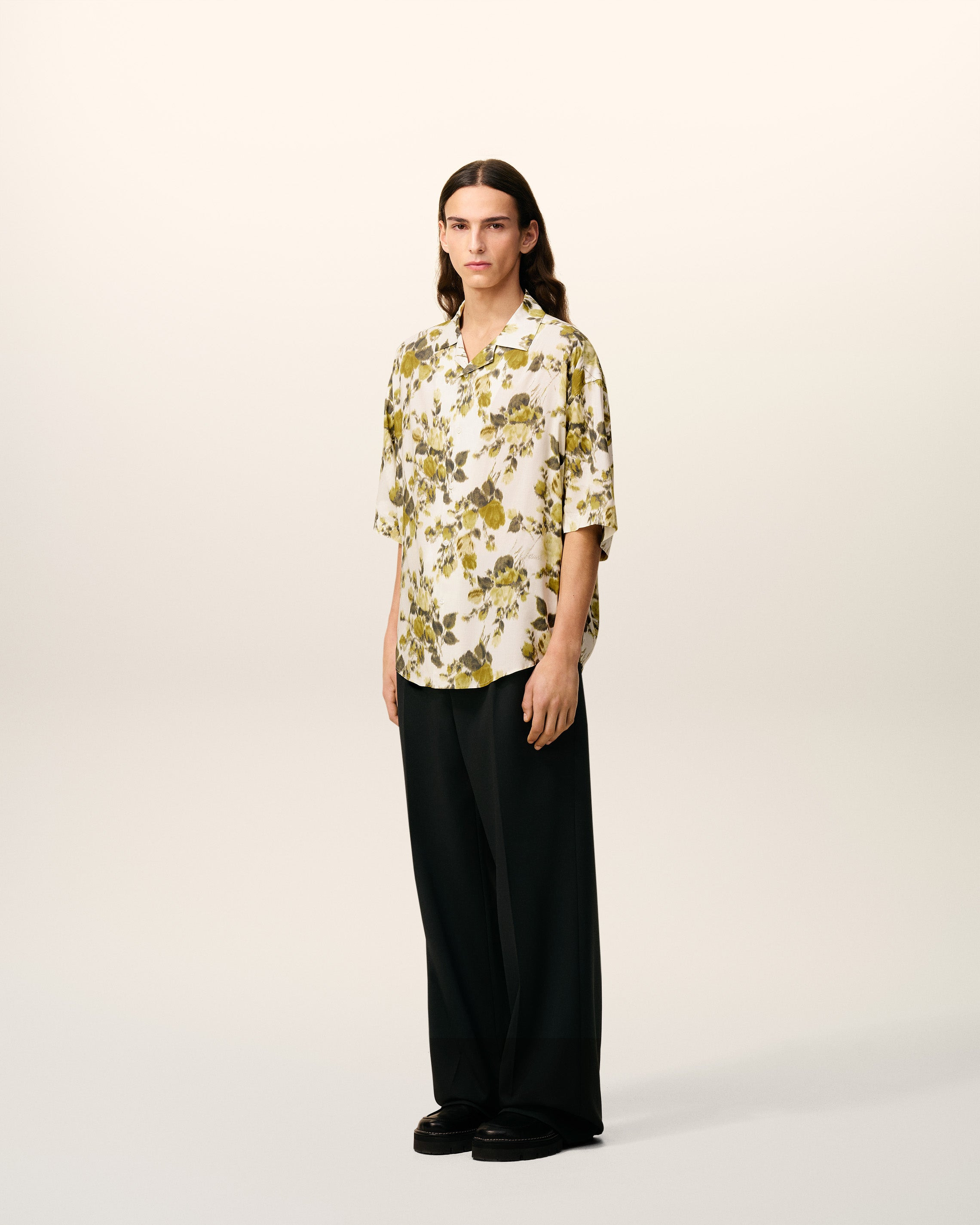 GREEN FLOWER PRINTED  SHORT SLEEVED AMI CAMP SHIRT - 6