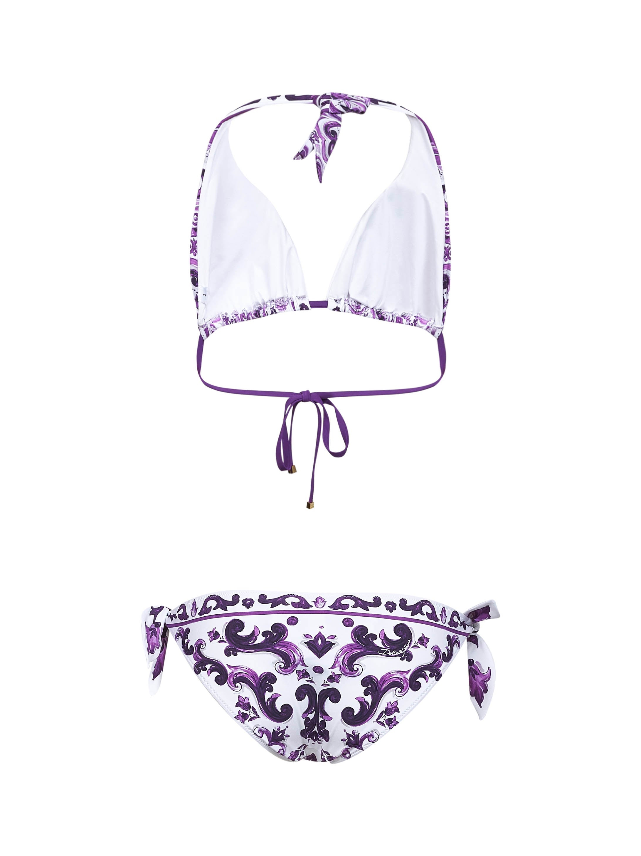 Maiolica print triangle bikini - 2