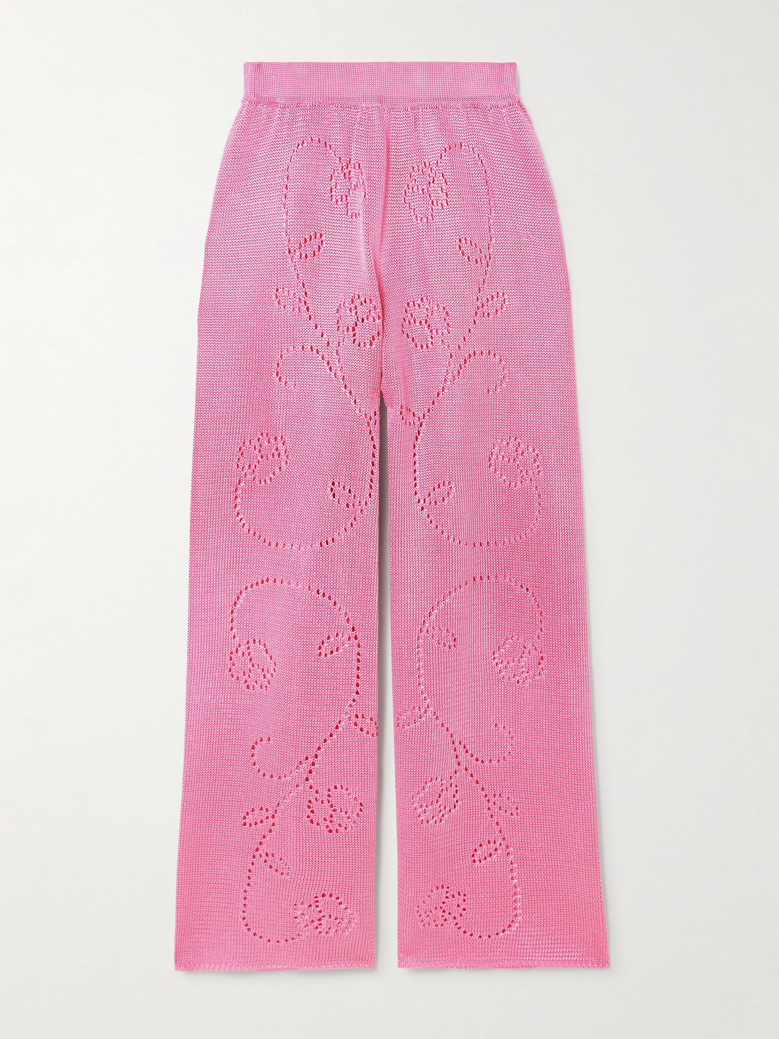 Ivy pointelle-knit wide-leg pants Pink - 1