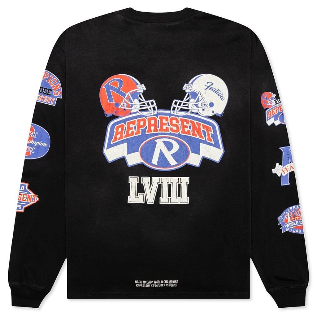 FEATURE X REPRESENT CHAMPIONS L/S T-SHIRT - STAINED BLACK - 2