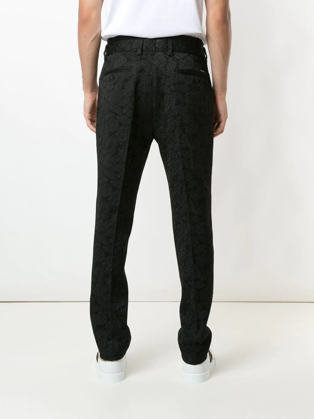 jacquard slim-fit trousers - 4