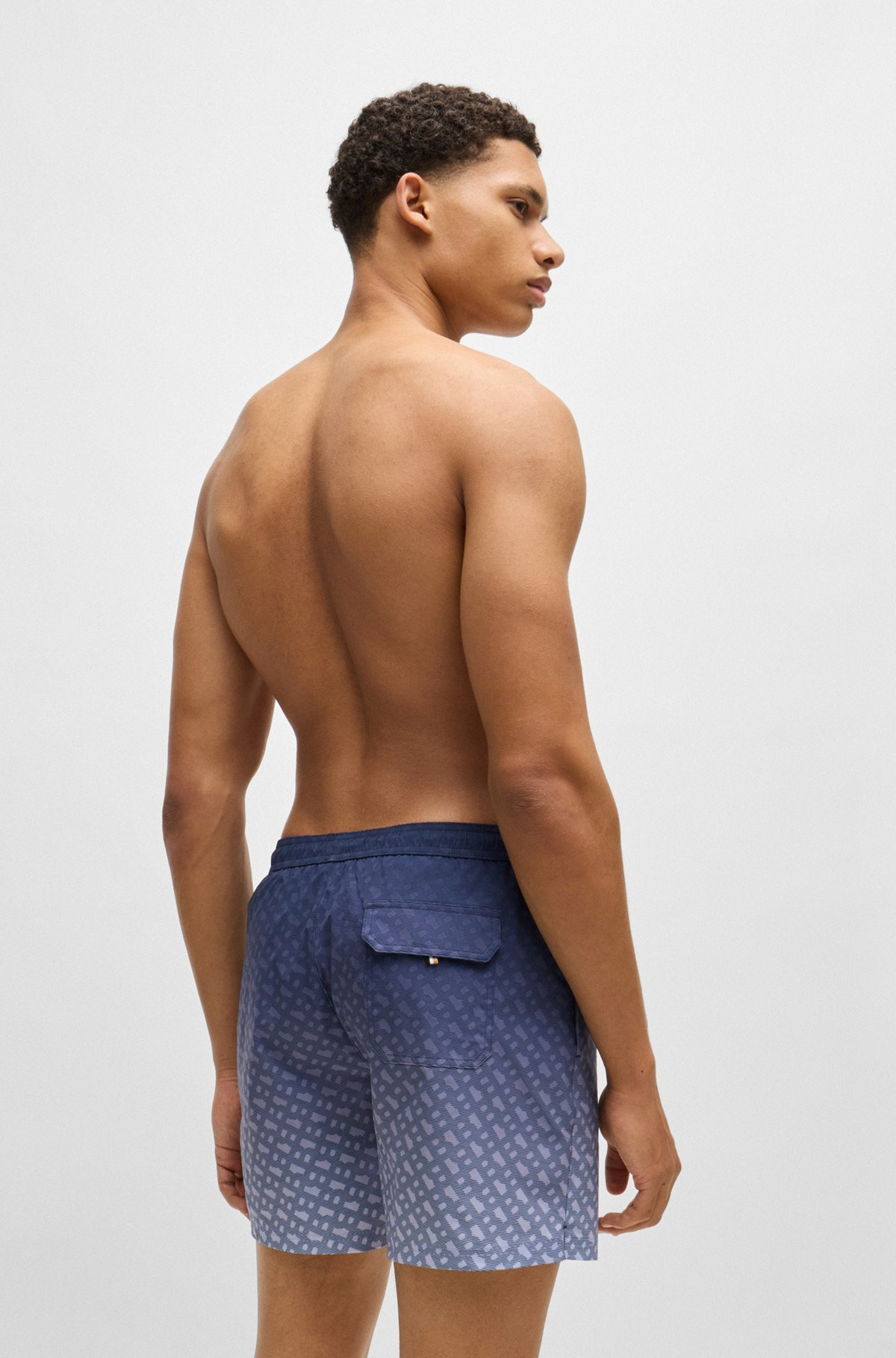 LOGO-BADGE SWIM SHORTS WITH DEGRADÉ MONOGRAM PRINT - 4