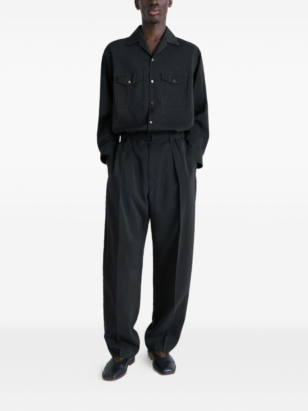 notched-collar fla-pocket shirt - 2