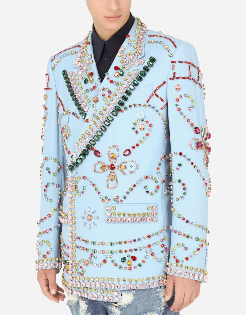 Double-breasted Sicilia-fit jacket with crystal embellishment 4