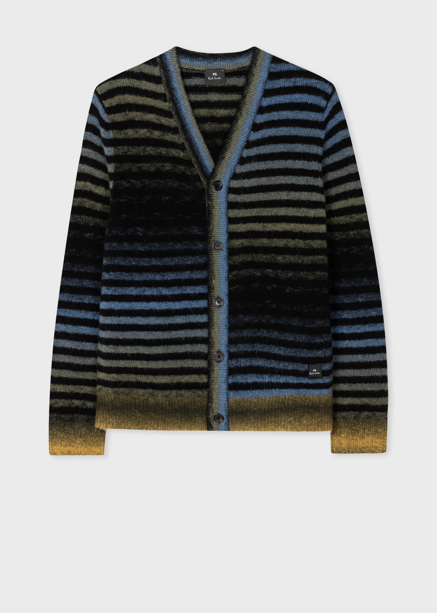 Multi-Stripe Merino-Blend Cardigan - 1