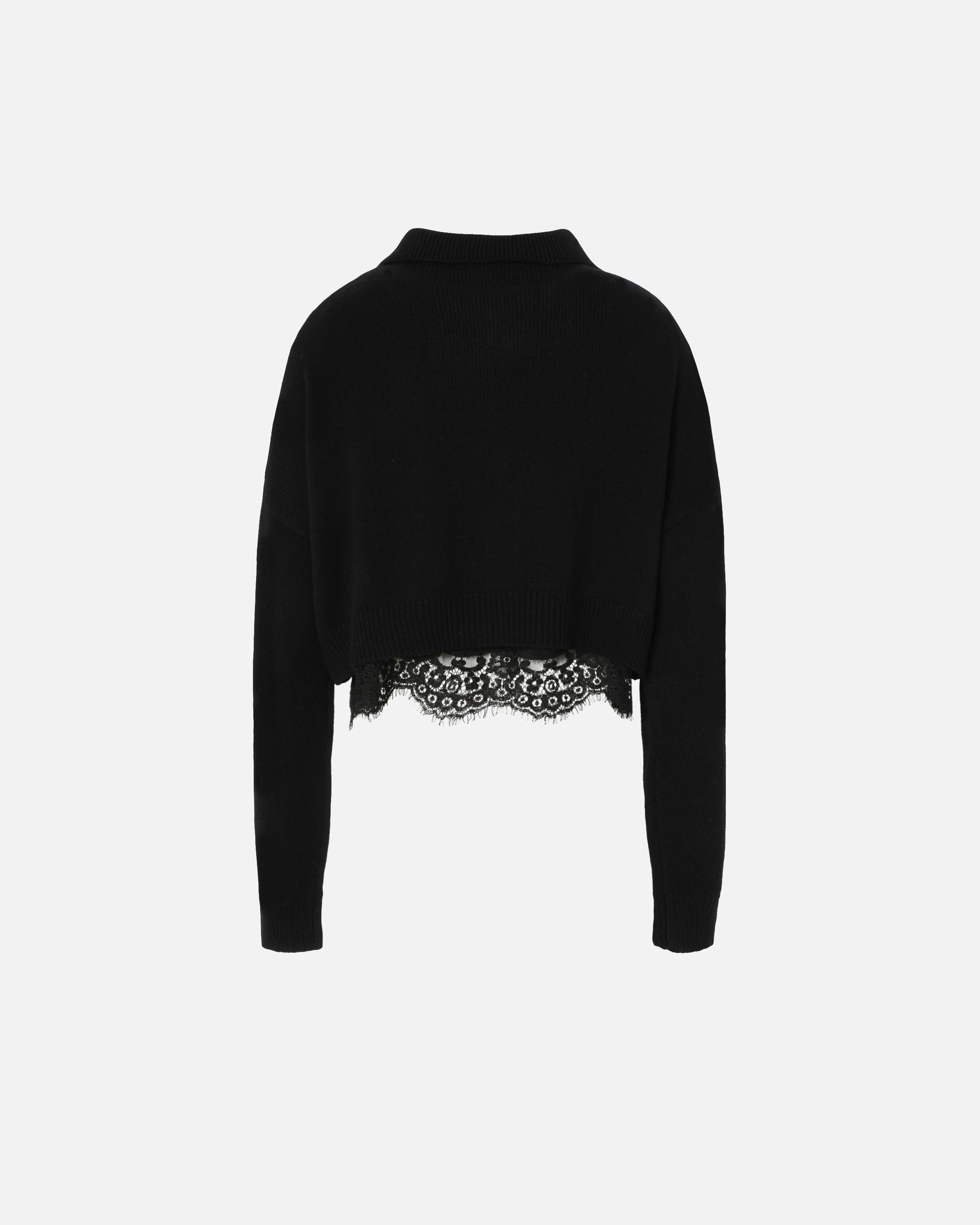 CASHMERE-BLEND CARDIGAN WITH SATIN AND LACE TOP - 6