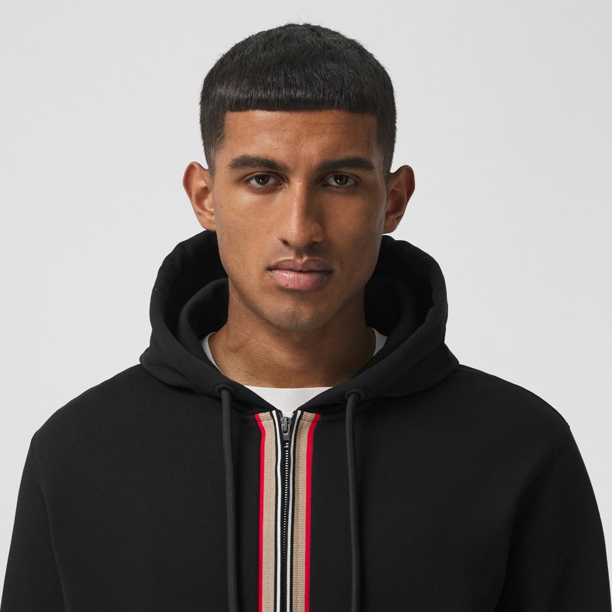 Icon Stripe Detail Cotton Hooded Top - 3