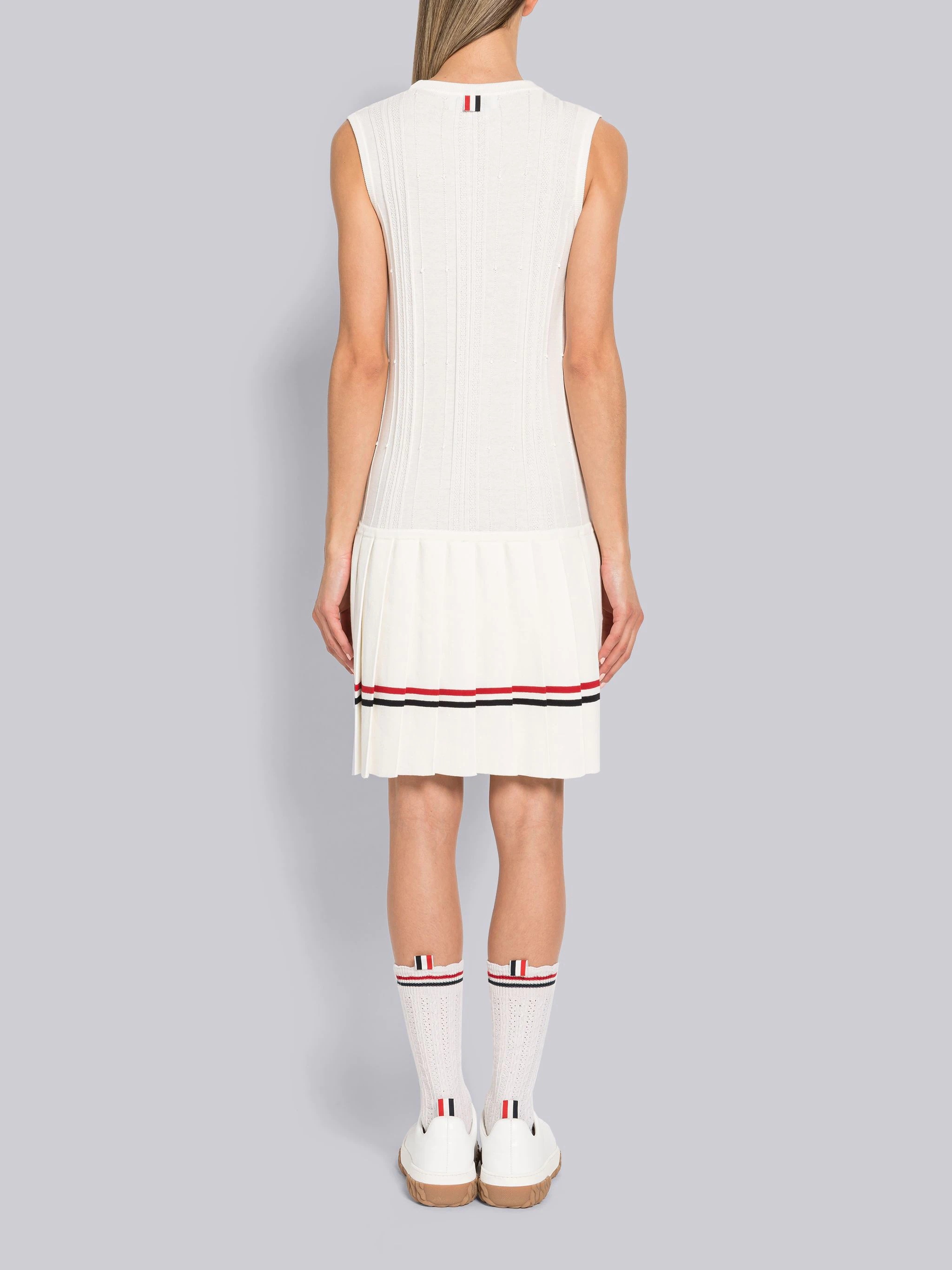 High Twist Cotton Cricket Stripe Sleeveless Tennis Dress - 3