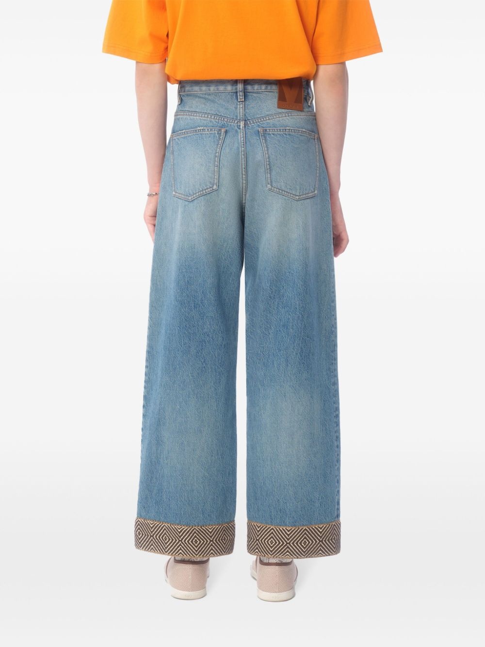 jacquard-hem wide-leg jeans - 5