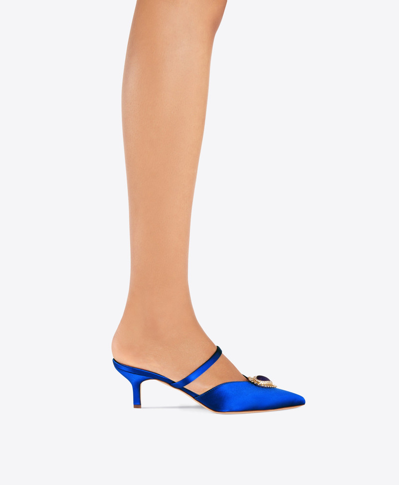 Marla 45 Blue Satin Mules 5