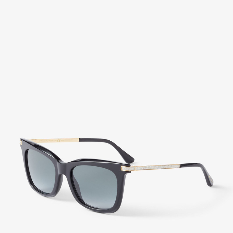 Olye Black Square-Frame Sunglasses with Glitter 3