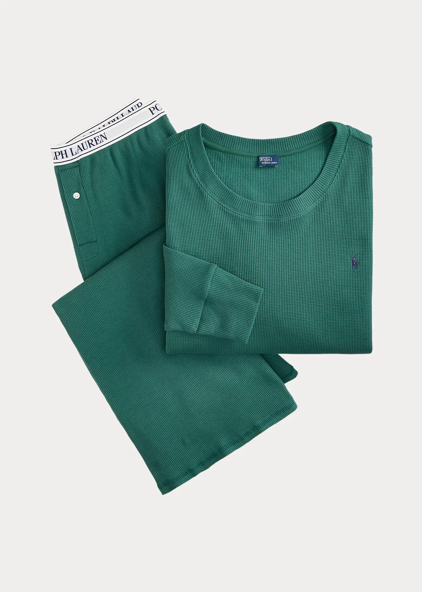 Waffle-Knit Long-Sleeve Pajama Set - 1
