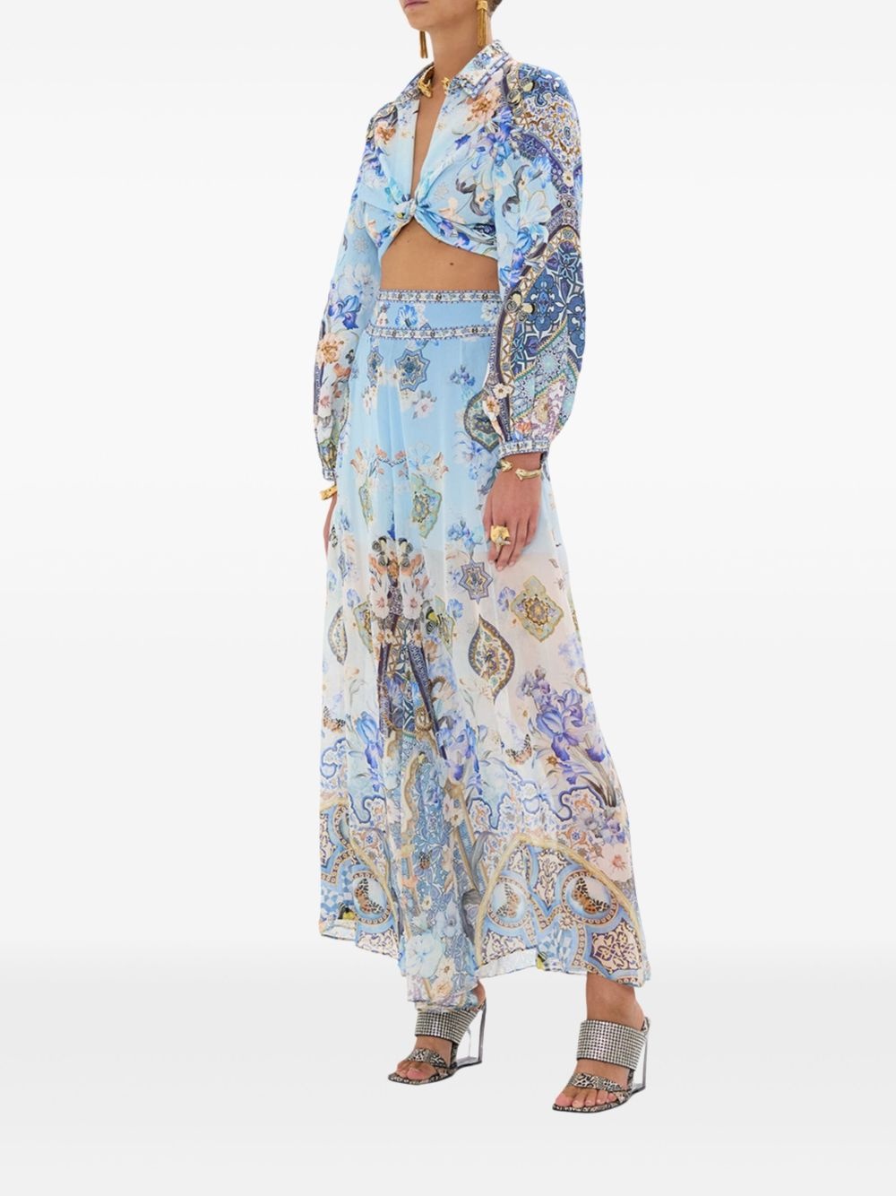wide-leg sheer trousers - 3