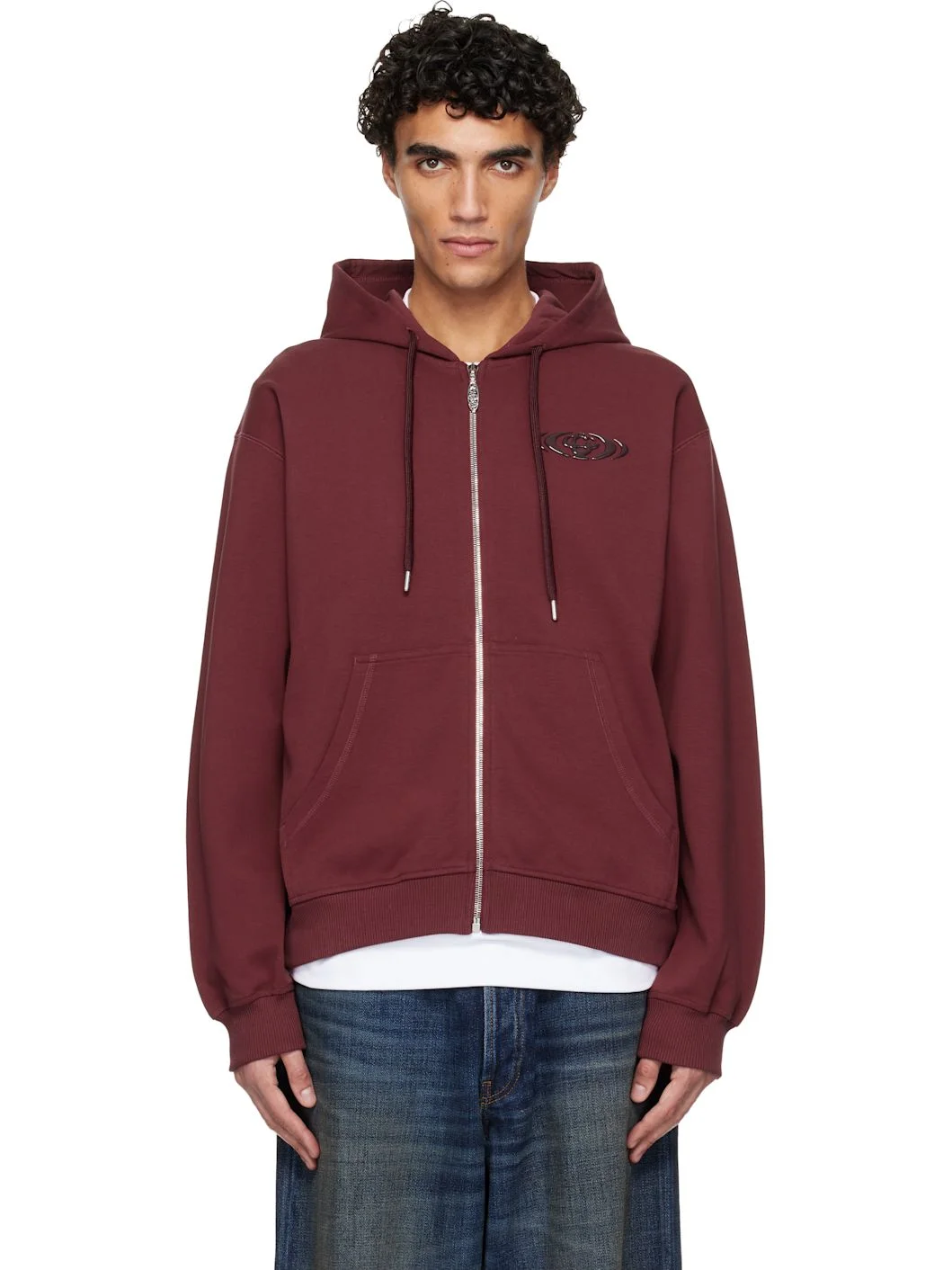 Red Pebble Logo Zip-Up Hoodie - 1