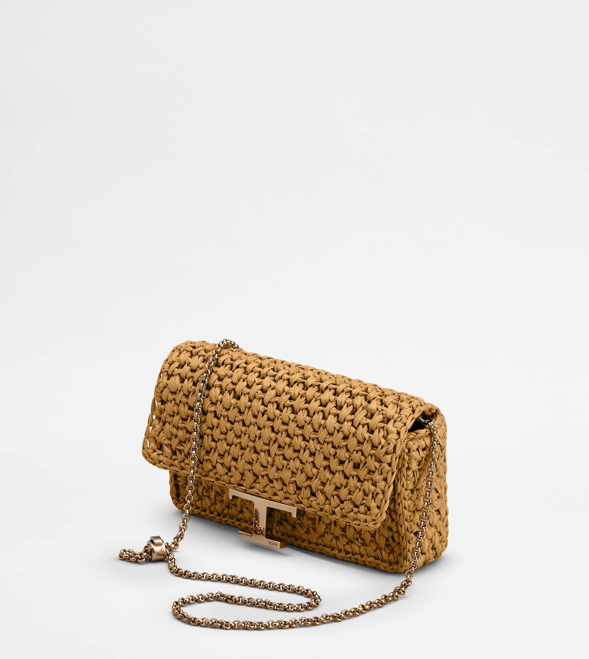 T TIMELESS FLAP BAG IN RAFFIA MICRO - BEIGE - 5