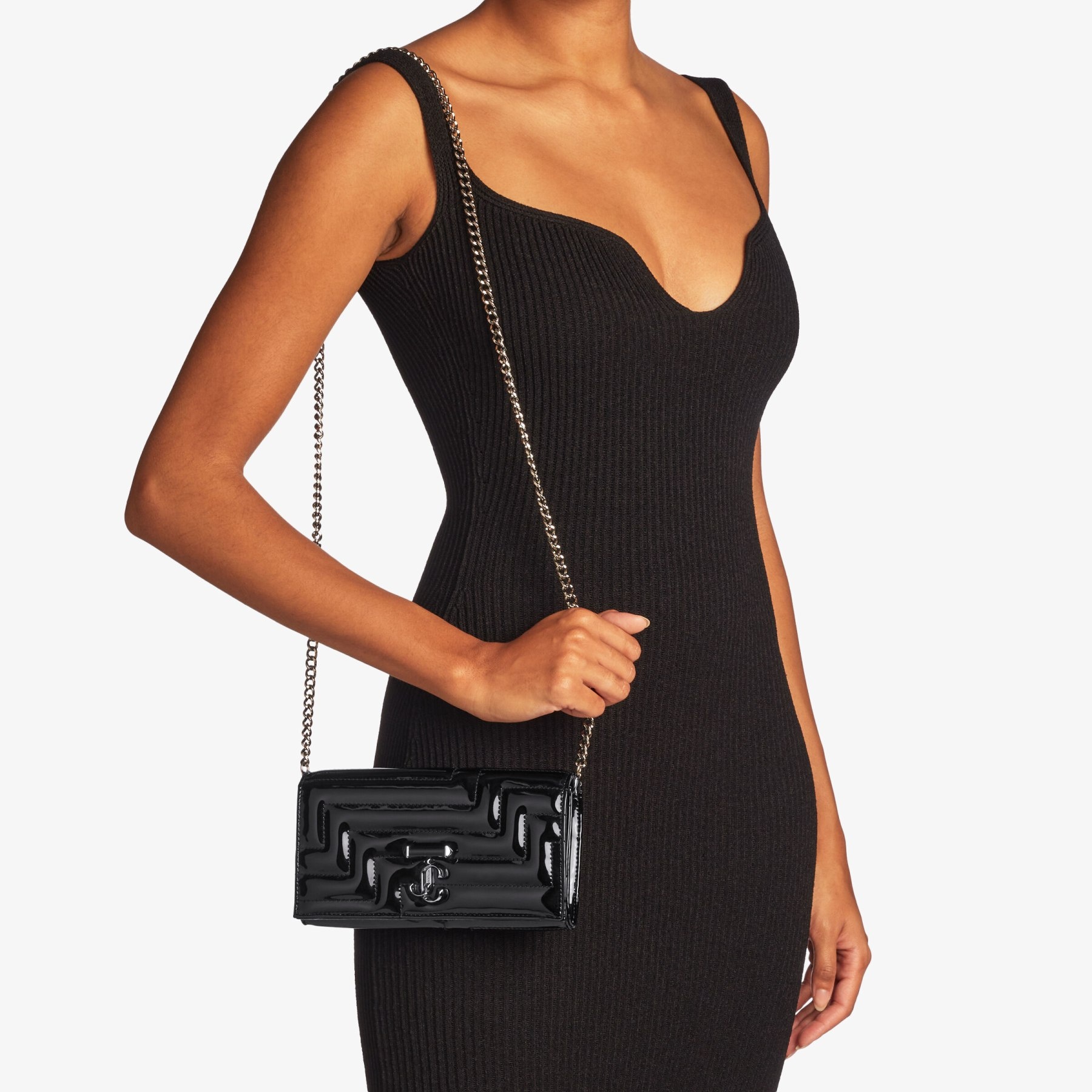 Varenne Wallet/chain
Black Patent Wallet with Chain Strap - 2