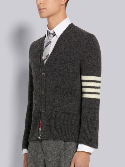 Thom Browne Dark Grey Shetland Wool Jersey Stitch 4-Bar Classic V-Neck Cardigan outlook