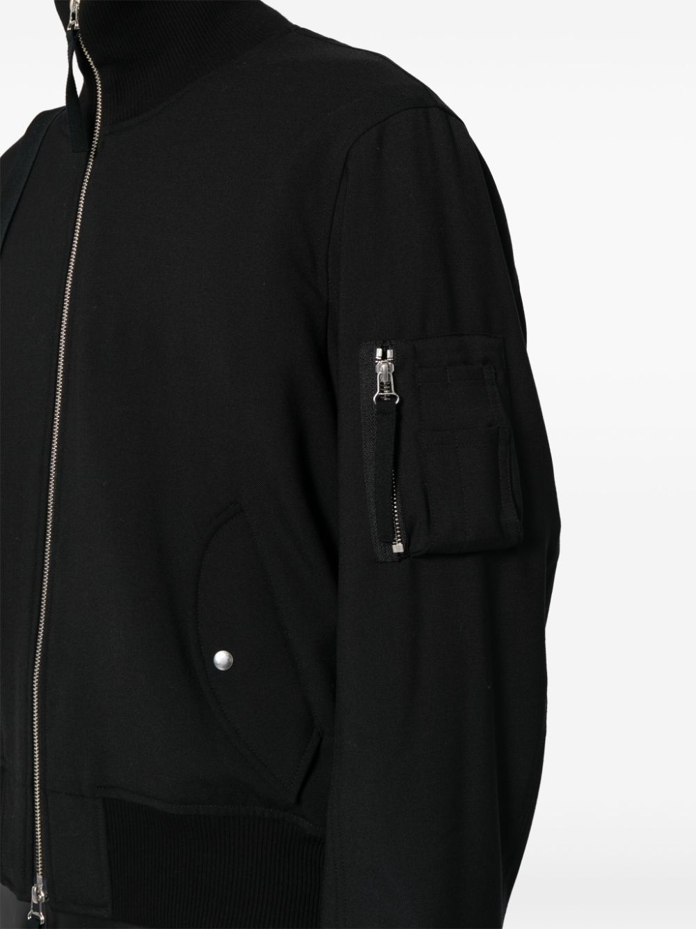 pleat-detail high-neck jacket - 6