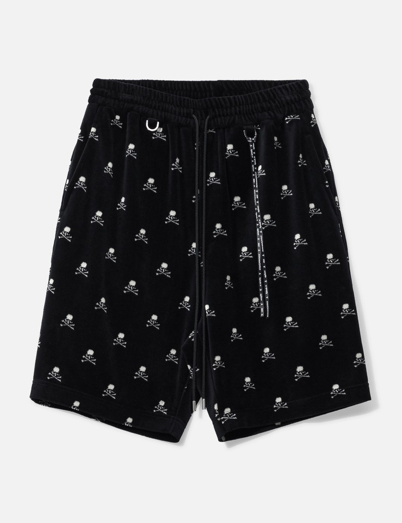 SKULL MONOGRAM VELOUR SHORTS - 1