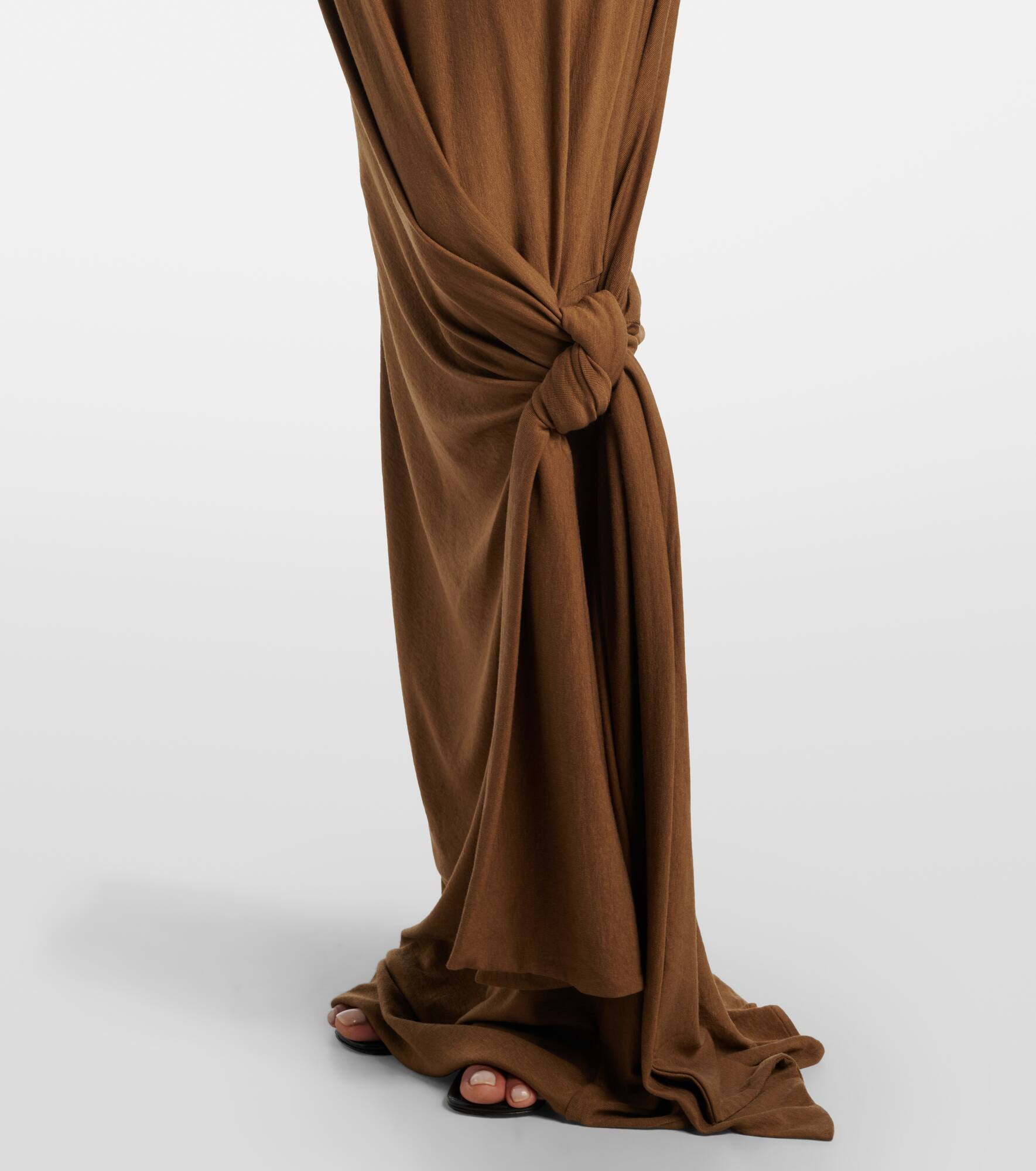 Asymmetric draped jersey maxi skirt - 5