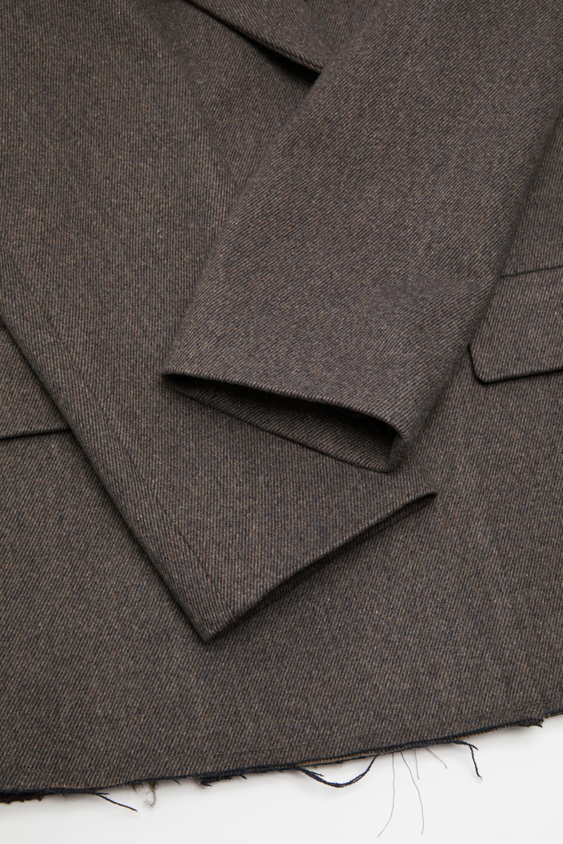 Double-breasted twill jacket - Brown melange 7