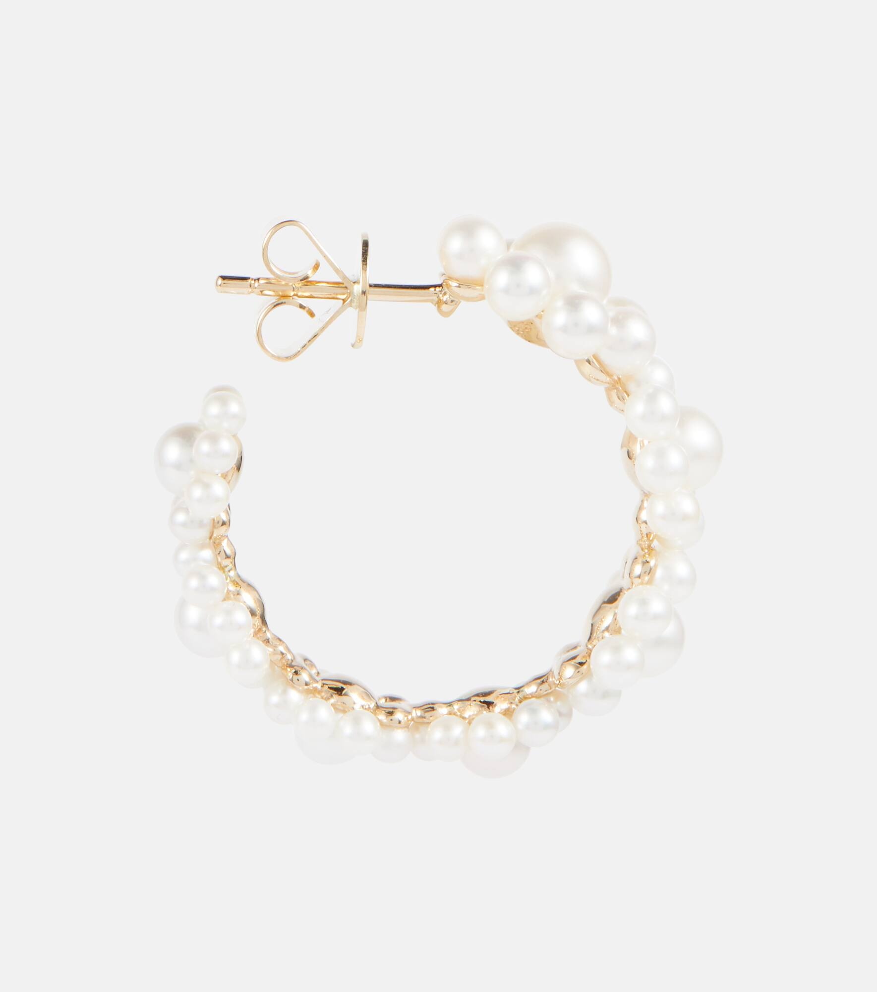 Jardin Boucle 14kt gold earrings with freshwater pearls - 4