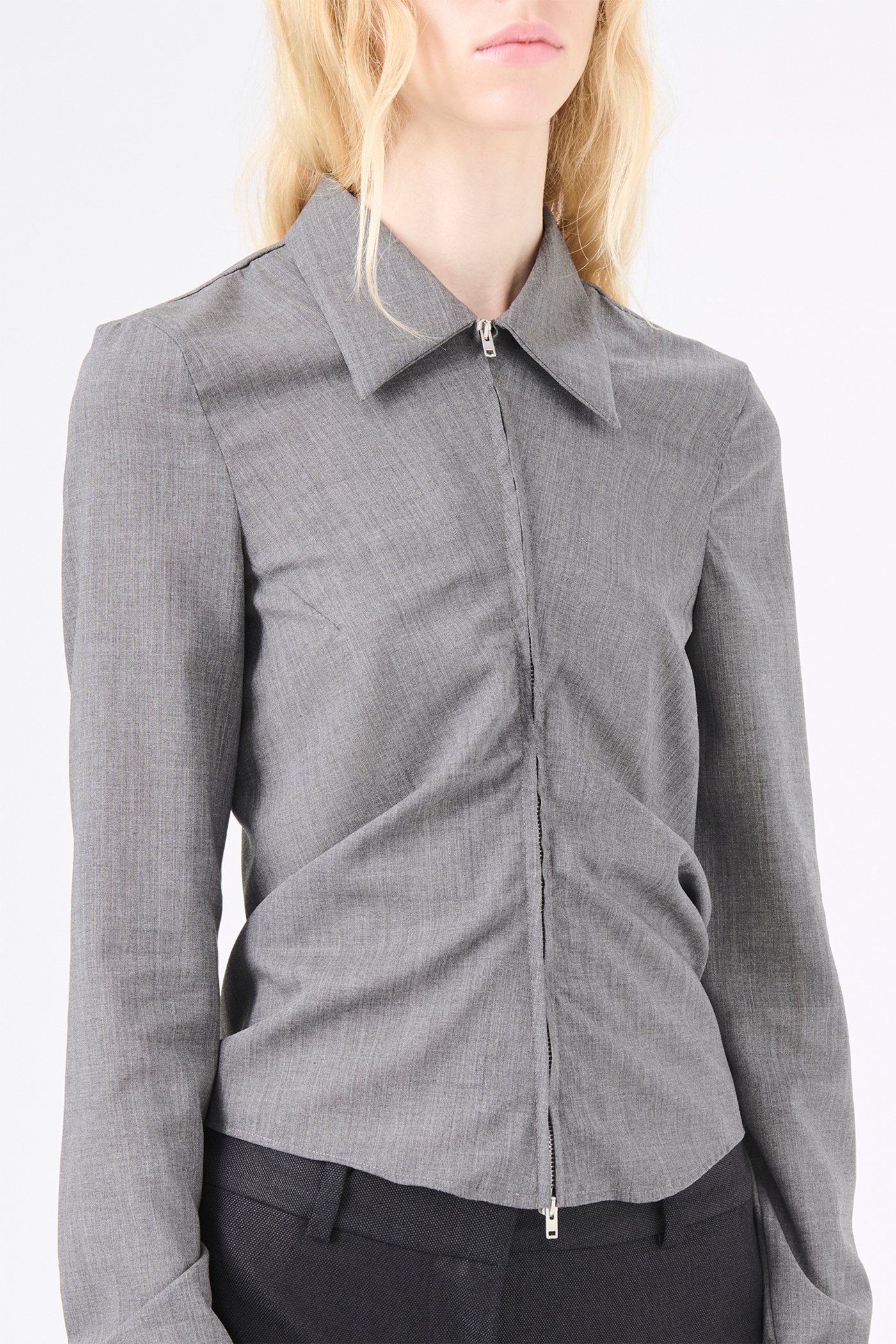Slim Zip Shirt Ripe Antracite Grainy Wool - 5