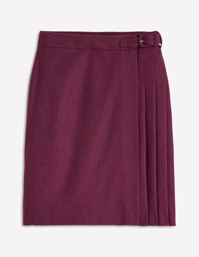 Helen Wool Kilt Skirt-Maroon and Purple Herringbone 1