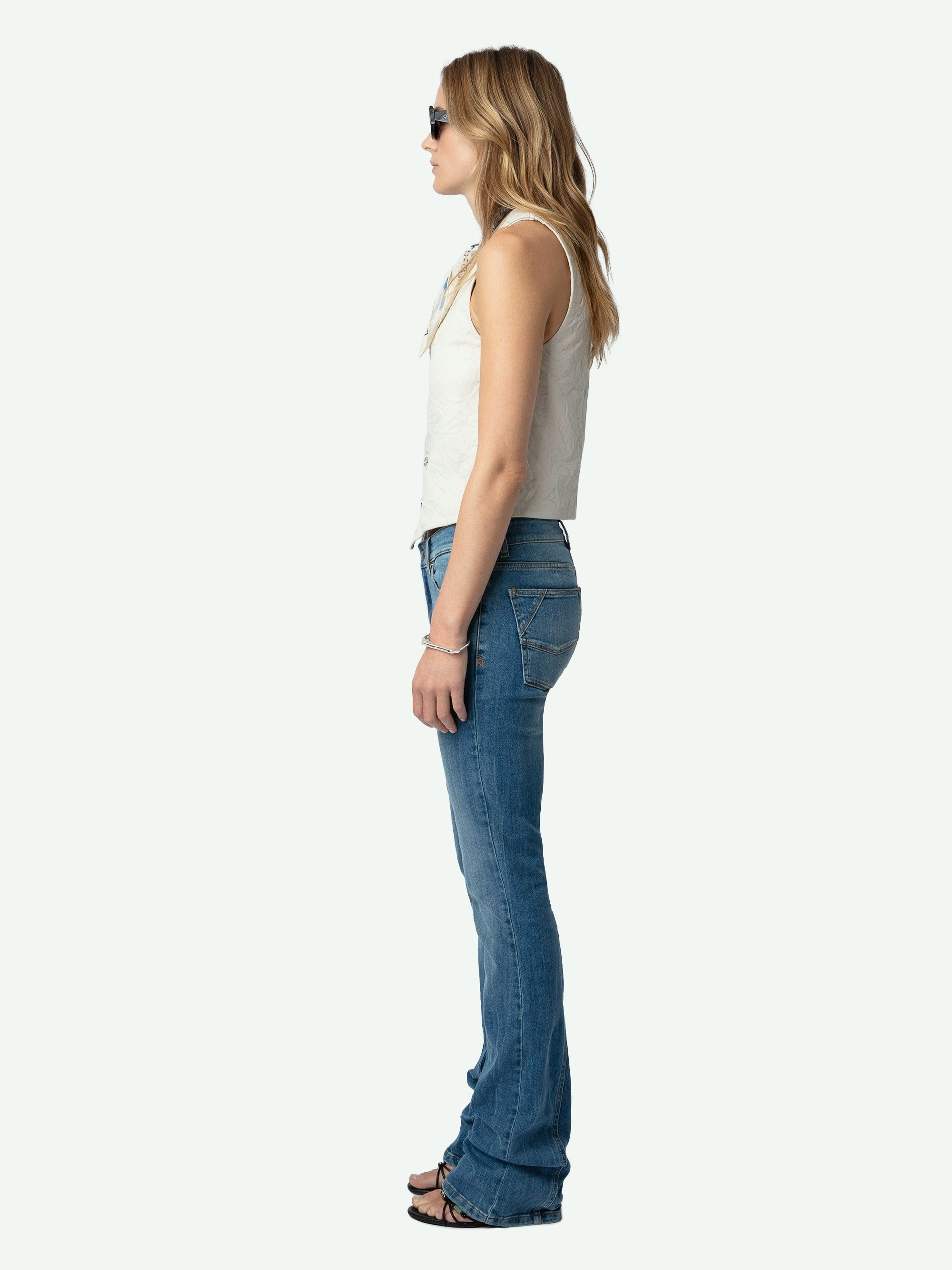 Emilie Crinkled Leather Waistcoat - 4