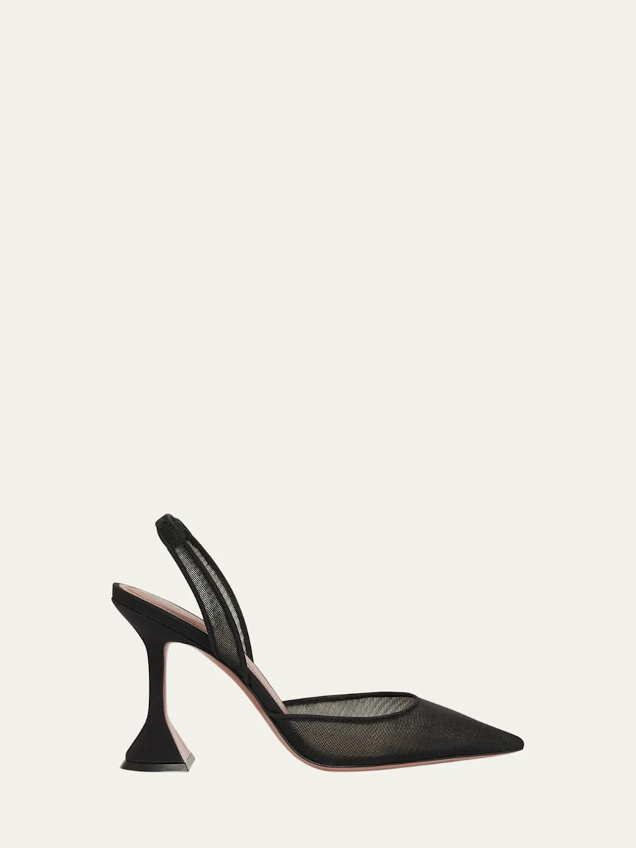 Holli Pointed Mesh Slingback Pumps - 1